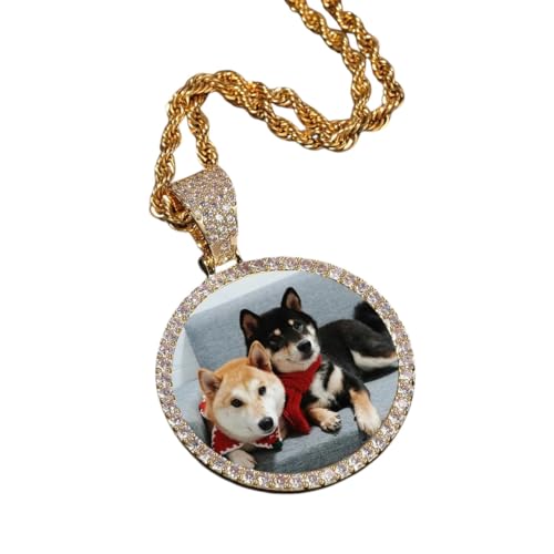 Ice Out DIY Photo Memory Medaillions Anhänger Halsketten Hip Hop Sublimation Kubikzircon Runde Bilder Charme Unisex Herren Schmuck Ice Out DIY Photo Memory Medaillions Anhänger Halsketten Hip Hop Sublimation Kubikzircon Runde Bilder Charme Unisex Herren Schmuck von LCHJX