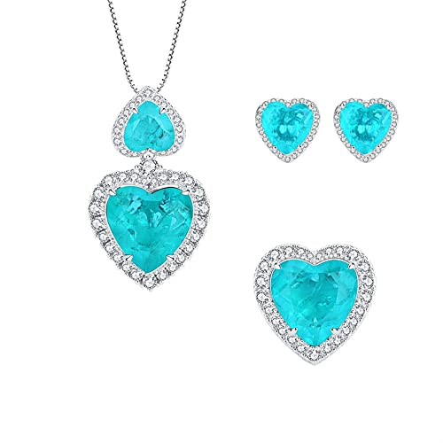 LCHJX 15 * 15mm Turmalin -Anhänger Halskette Ringe Ohrringe Schmucksets für Frauen von LCHJX