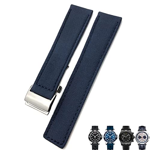 LCHJX 22mm Canvas Nylon Uhrengurt Blaues Green Uhren Band für Chronomat Navitimer Superocean für Männer Armband von LCHJX
