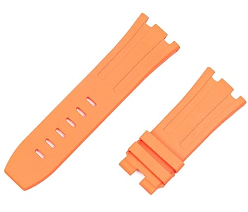 LCHJX 28 mm Natur-Silikon-Überwachungsband für Audemars und Piguet Belt15703 15710 15706, Orangefarbenes Band, 28mm rose buckle von LCHJX