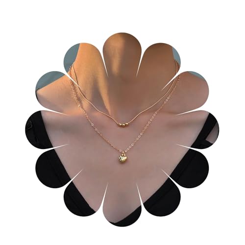 LCHJX Boho geschichtete Herz Halshalskette Vintage Puffy Heart Anhänger Halskette Kette Kette Halskette Doppelschicht Herz Halskette Schmuck für Frauen und Mädchen LCHJX Boho geschichtete Herz Halshalskette Vintage Puffy Heart Anhänger Halskette Kette Kette Halskette Doppelschicht Herz Halskette Schmuck für Frauen und Mädchen von LCHJX
