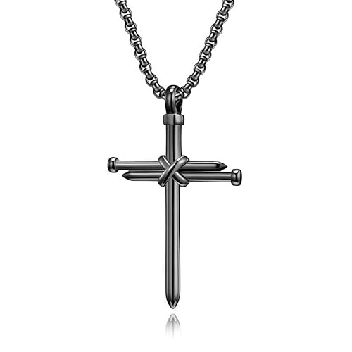 LCHJX Cross Anhänger Halskette mit Goldtonkette, Edelstahl Nagelkreuz Halskette Herren Persönlichkeit Titanium Kreuz Anhänger Frauenkette 23,62 Zoll LCHJX Cross Anhänger Halskette mit Goldtonkette, Edelstahl Nagelkreuz Halskette Herren Persönlichkeit Titanium Kreuz Anhänger Frauenkette 23,62 Zoll von LCHJX