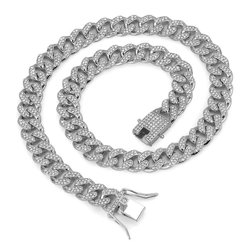 LCHJX Diamond Halskette für Männer 13mm kubanische Kettenlegierung Voller Diamantstil Gold -Plattierkette für Männer und Frauen Armband Anhänger Accessoires LCHJX Diamond Halskette für Männer 13mm kubanische Kettenlegierung Voller Diamantstil Gold -Plattierkette für Männer und Frauen Armband Anhänger Accessoires von LCHJX