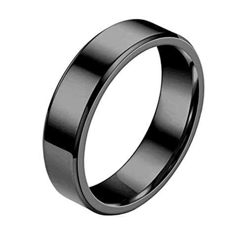 LCHJX Edelstahl -Verlobungsringe für beide, 6 mm polierte Platten -Band Frauen versprechen Ringe mit initial von LCHJX