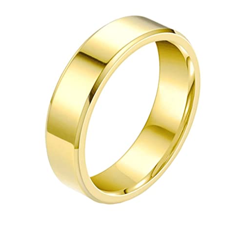 LCHJX Edelstahl -Verlobungsringe für beide, 6 mm polierte Platten -Band Frauen versprechen Ringe mit initial von LCHJX