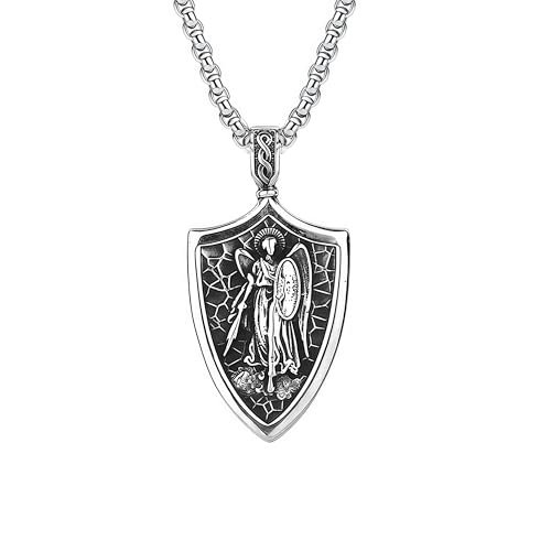 LCHJX Engelsschild Anhänger Halskette Edelstahl Vintage Engel Shield Halskette Modezubehör Herren Titanheizer Erzengel Michael Kette 23,62 Zoll LCHJX Engelsschild Anhänger Halskette Edelstahl Vintage Engel Shield Halskette Modezubehör Herren Titanheizer Erzengel Michael Kette 23,62 Zoll von LCHJX