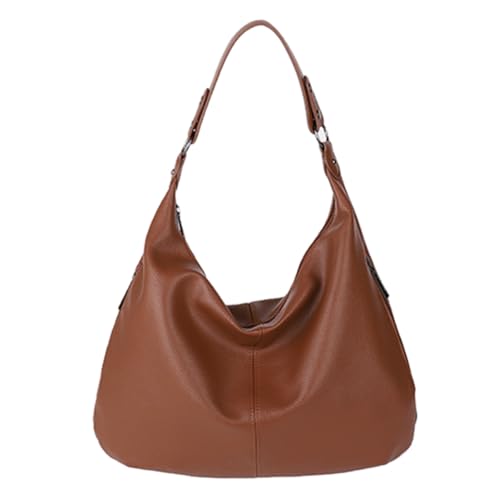 LCHJX Frauen PU -Umhängetasche Mode -Unterarmtasche Feste Farbe Stilvoller Einzel -Umhängetasche Große Kapazität Weiche Slusty Tasche Reißverschluss täglich Pendelbeutel von LCHJX