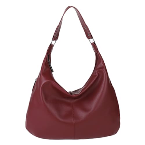 LCHJX Frauen PU -Umhängetasche Mode -Unterarmtasche Feste Farbe Stilvoller Einzel -Umhängetasche Große Kapazität Weiche Slusty Tasche Reißverschluss täglich Pendelbeutel von LCHJX