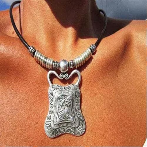 LCHJX Frauen Retro Boho 925 Silber Runde Anhänger Halskette Party Band Schmuckgeschenk-#7 LCHJX Frauen Retro Boho 925 Silber Runde Anhänger Halskette Party Band Schmuckgeschenk-#7 von LCHJX