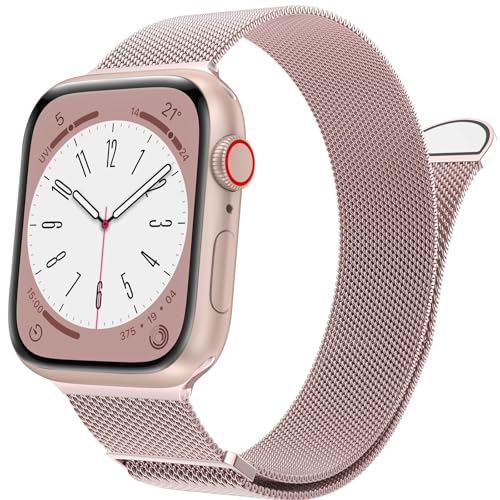 LCHJX Für Band Series 9, Ultra 2, SE, Ultra 8 7 6 5 4 3 2 1 38 mm 40 mm 41 mm 42 mm 44 mm 45 mm 49 mm Frauen und Männer, Edelstahl -Maschenschlaufe Magnetische Verschluss Austausch von LCHJX