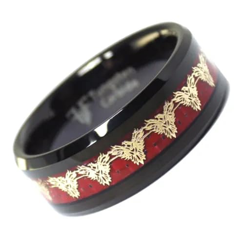 LCHJX Gold Red Fire Phoenix Schwarzer Wolfram Ring 8mm Herren Womens Größe 5-17-12 LCHJX Gold Red Fire Phoenix Schwarzer Wolfram Ring 8mm Herren Womens Größe 5-17-12 von LCHJX