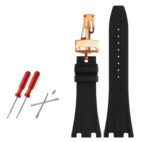 LCHJX Gummi -Uhr -Gurt 28mm Uhrband für AP 15703 26470 So Royal Oak Offshore Herren Sport Watch Armband von LCHJX