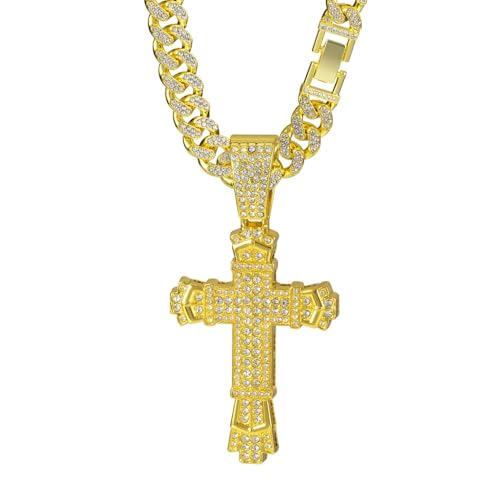 LCHJX Halskette Legierung Full Diamond Cross Anhänger Halskette Herren- und Frauenkette von LCHJX