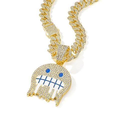 LCHJX Herren lange Halskette Legierung Voller Diamant lächelnder Gesicht Anhänger Style Halskette Schmuck Männer Stress Relief Mode Herren personalisierte Accessoires von LCHJX