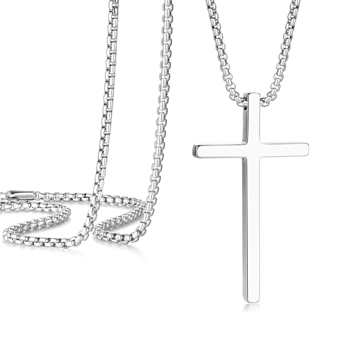LCHJX Kreuzkette für Männer, Edelstahl-Männerkreuzkette, kubische Zirkonia Kreuzkruzifix Anhänger Halsketten Schmuck Geschenkkasten 18-24 Zoll LCHJX Kreuzkette für Männer, Edelstahl-Männerkreuzkette, kubische Zirkonia Kreuzkruzifix Anhänger Halsketten Schmuck Geschenkkasten 18-24 Zoll von LCHJX