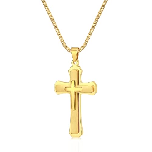 LCHJX Kreuzkette für Männer, Edelstahl-Männerkreuzkette, kubische Zirkoniakreuzkruzifix-Halsketten Juwely Geschenkweizenkette 18-24 Zoll, 24 Zoll, Edelstahl, Nr. LCHJX Kreuzkette für Männer, Edelstahl-Männerkreuzkette, kubische Zirkoniakreuzkruzifix-Halsketten Juwely Geschenkweizenkette 18-24 Zoll, 24 Zoll, Edelstahl, Nr. von LCHJX