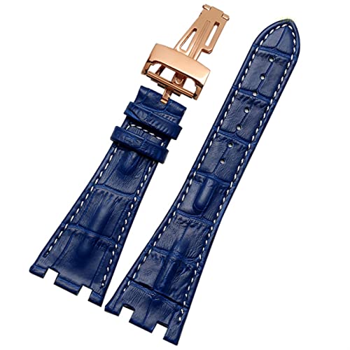 LCHJX Krokodil -Lederklappschnalle 28mm Uhrenband für AP 15703 26470so Royal Oak Offshore Männer Krokodil Sportwache Gurt von LCHJX