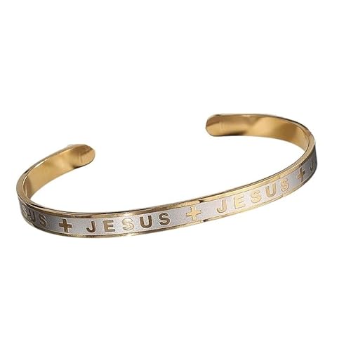 LCHJX NEU 2025 Neues exquisites und elegantes Brief Jesus Cross Edelstahl Offenes Armband für Frauen Freizeitreisen Einfacher Amulettschmuck Geschenk Mode Accessoires kreatives Geschenk LCHJX NEU 2025 Neues exquisites und elegantes Brief Jesus Cross Edelstahl Offenes Armband für Frauen Freizeitreisen Einfacher Amulettschmuck Geschenk Mode Accessoires kreatives Geschenk von LCHJX