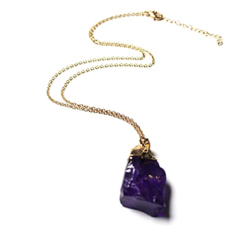 LCHJX Natursteinkristall Halskette unregelmäßiger rosa Quarz Anhänger für Frauen von LCHJX