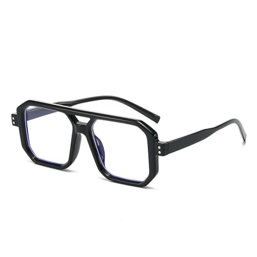 LCHJX Retro-Sonnenbrille mit Doppelbrücken, quadratisch, modisch, klarer Farbverlauf, UV400, Damen-Sonnenbrille, Schwarz / klar, Einheitsgröße LCHJX Retro-Sonnenbrille mit Doppelbrücken, quadratisch, modisch, klarer Farbverlauf, UV400, Damen-Sonnenbrille, Schwarz / klar, Einheitsgröße von LCHJX