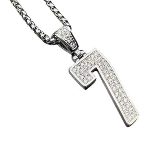 LCHJX Schmuck, Hip-Hop-Halskette, Vakuum aus rostfreiem Stahl, vergoldete Diamant-Nr. 7 Digital Anhänger Halskette, Hip-Hop-Herren- und Frauenkette LCHJX Schmuck, Hip-Hop-Halskette, Vakuum aus rostfreiem Stahl, vergoldete Diamant-Nr. 7 Digital Anhänger Halskette, Hip-Hop-Herren- und Frauenkette von LCHJX