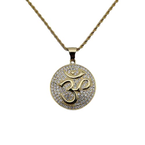 LCHJX Schmuck, Titanium Stahl Gold plattiert Diamant eingelegtes Yoga om Anhänger Halskette, Hip-Hop-Männer- und Frauenkette LCHJX Schmuck, Titanium Stahl Gold plattiert Diamant eingelegtes Yoga om Anhänger Halskette, Hip-Hop-Männer- und Frauenkette von LCHJX