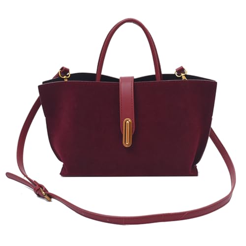 LCHJX Wildleder -Einkaufstasche für Frauen braune Wildleder Mode Retro Schultertasche für Arbeitsreisen Einkaufsbeutel von LCHJX