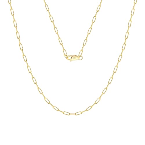 NEU 2025 14K Gold 925 Sterling Silber 1,8 mm Papierklick Kette Kette Fashion Link Chain Halsketten für Frauen zierliche Dekoration Schmuck Luxus für Sie Accessoires Trendy Creative Beste für Geschenk von LCHJX
