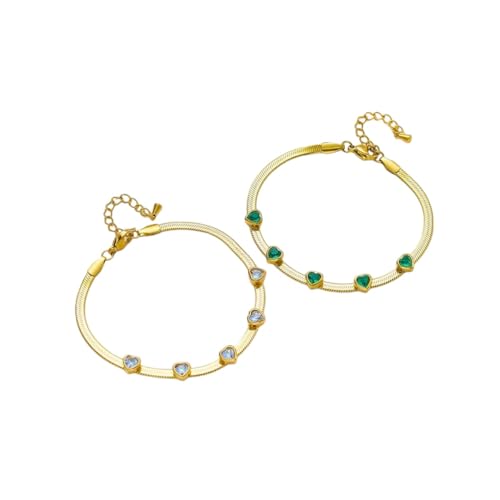 NEU 2025 316L Edelstahl Grün weißes Herz Zirkon Zaubercharm Halskette Armbänder für Frauen ihr neues wasserdichte Schmuck Set Hochzeit Dekoration Schmuck Luxuszubehör Trendy Beste für Geschenk von LCHJX