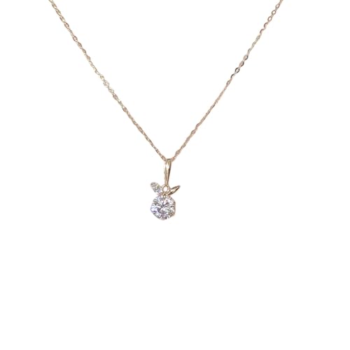 NEU 2025 925 Sterling Silber 14K Gold plattiert Halskette Einfache exquisite kleine süße Kaninchen -Anhänger Halskette Schlüsselbein Kette Frauen Dekoration Schmuck Gedenkzubehör Trendy Best für von LCHJX