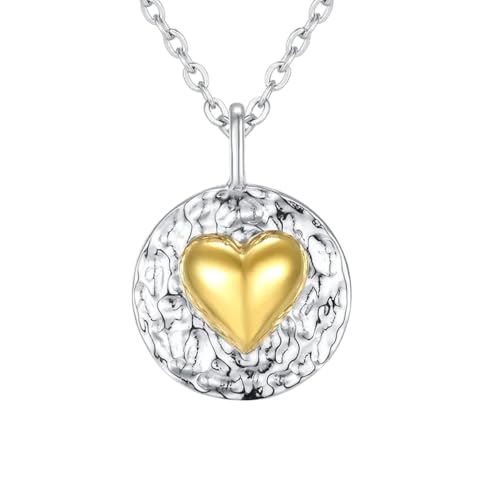 NEU 2025 Ankunft Liebe Herz Real Silber 925 Anhänger Halsketten rund Charm Halskette Gold en Herz Silber Schmuck für Frauen mit für Sie Accessoires Trendy Creative Gift von LCHJX