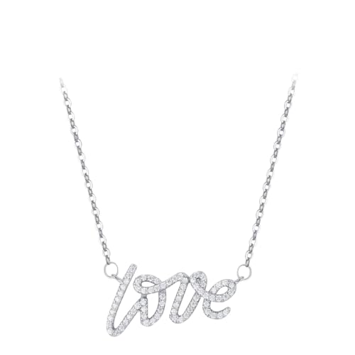 NEU 2025 Authentische 925 Sterling Silber Elegant Liebesbrief CZ Anhänger Halskette für Frauen Hochzeit Fine Dekoration Schmuck Gedenk für Sie Accessoires Trendy Creative Beste for Gift von LCHJX