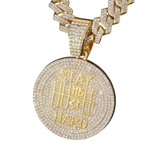 NEU 2025 Hip Hop Stay Hardbrief Anhänger Kubaner Kette Halskette Punk Gold Farbe ECED Halsketten Mode Charme Männer Frauen Dekoration Schmuck Luxus mit Ihnen Accessoires Trendy Best für Geschenk von LCHJX