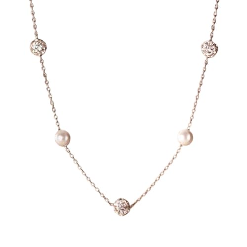 NEU 2025 Real 925 Sterling Silver Synthese Perlball CZ Quaste Choker Halskette für Frauen Geschenk Feinde Dekoration Schmuck Gedenk mit für Sie Accessoires Trendy Creative Best für Geschenk von LCHJX