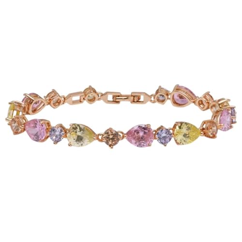 NEU 2025 UNISEX (19 cm) Goldfarbe Volllicht Multicolor CZ -Armband für Frauen Modeschmuck Erkenntnisse Leiter und Nickel -Trend -Accessoires kreatives Geschenk für Frauen und Männer von LCHJX
