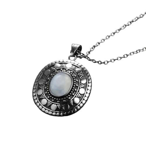 NEU 2025 Vintage Halskette S925 Sterling Silver Moonstone Anhänger Halsketten für Frauen klassisches Oval Design Schmuck Casual Birthday Decoration Schmuck Schmuck Gedenkzubehör Trendy Best für von LCHJX