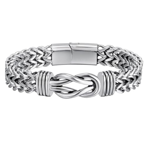 NEU 2026 UNISEX Doppelkornkette Edelstahl Magnitische Schnalle Heavy Metal Hip Hop Punk Armband Jubiläum für Geschenk Männer Schmuck Erkenntnisse Modetrendy Accessoires kreativ für Frauen und Männer von LCHJX