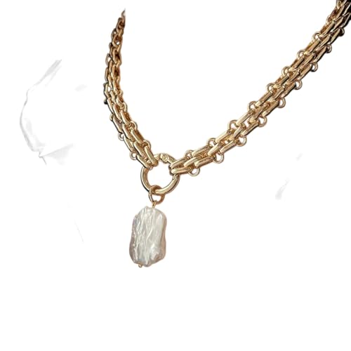 NEU 2026 UNISEX großer quadratischer natürlicher Süßwasserperlen Anhänger Chunky Ketten Halskette für Frauen Vintage Elegante Perlen Halsketten Dekoration Schmuck Luxus mit Ihnen Accessoires Trendy von LCHJX