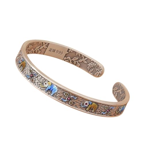 NEU 2026 exquisites Open-End-Silberarmband Schmuck glückverheißende Elefantenbild Männer Frauen Liebhaber Armband-Manschette Trend Retro Geschenkdekoration Luxuszubehör Trendy Bester für von LCHJX