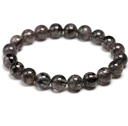 Natürliches schwarzes tourmaliniertes Quarzarmband schwarzes Haar Rutile Frauen Männer Stretch von LCHJX