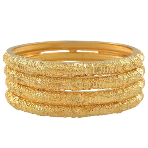 Neu 2025 Unisex 4 Stück/Los Dubai Bangel Frauen Äthiopische Goldfarbe BRAKELLETS Middle East Beste Hochzeit Schmuck Erkenntnisse Afrikanische Ornamente @086706 Modetrendy Accessoires Kreatives von LCHJX
