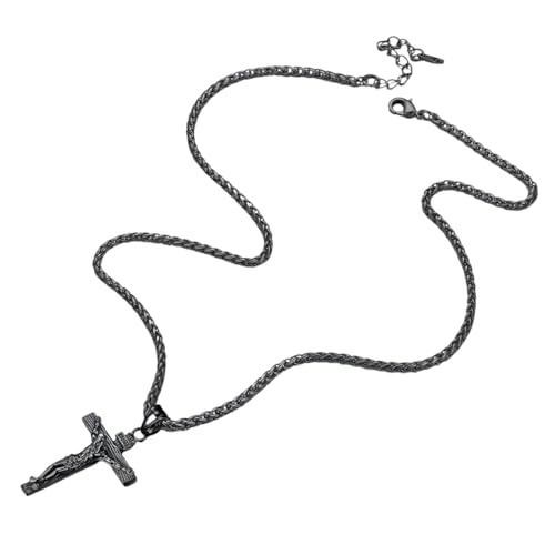 Neu für trendy 2025 Jesus Crucifix Cross Halskette für Männer Frauen 3mm Linkkette 22Inches Edelstahl Glauben Christian Religiöse Schmuck Mode Accessoires kreatives Geschenk von LCHJX