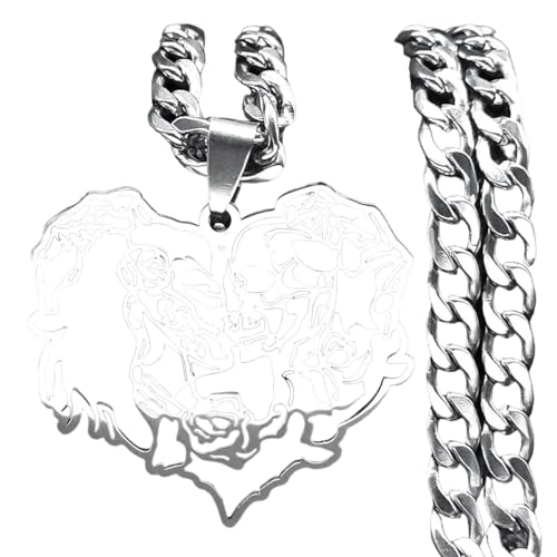 Neue 2025 Goth Herzform Schädel Paare Halskette für Männer Frauen Edelstahl hohl Skelett Halsketten Schmuck Halloween Schmuck Dekoration Schmuck Luxuszubehör Trendy Best für Geschenk von LCHJX