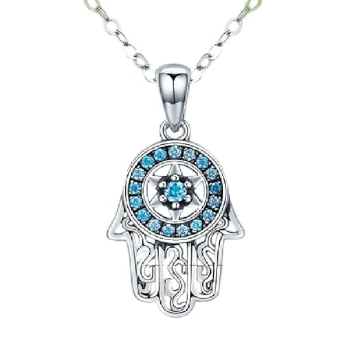 Neue 2025 Real 925 Sterling Silber Hand von Fatima Hamsa Anhänger Choker Halskette für Frauen Mode Schmuck Geschenk für Sie Accessoires Trendy Creative Gift von LCHJX
