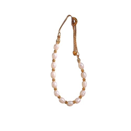 Neue 2025 Unisex Gold Farbperlen Süßwasserperlen gemischte verstellbare Edelstahlkettenarmband Armreifen für Frauen eleganter Dekoration Schmuck Luxus mit Ihnen Accessoires Trendy für Frauen und von LCHJX