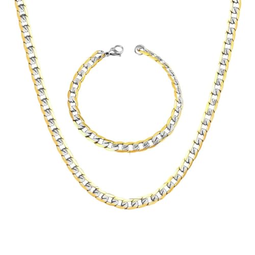 Neue 2025 Unisex Silber Farbketten Halskette Armbänder Breite 6mm/8mm/10 mm Länge 50 cm/55 cm/60 cm Edelstahl Langer Party Schmuck Erkenntnisse Modetrendy Accessoires kreatives Geschenk für Frauen von LCHJX