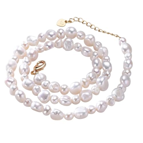 Neue 2025 gemischte Perlen von 5-6 mm 8-9 mm Süßwasser Weißer Perlen Halskette 925 Sterling Silber Schmuck Geschenk für Frauen ihre Dekoration Schmuck Luxus mit Ihnen Accessoires Trendy Best für von LCHJX