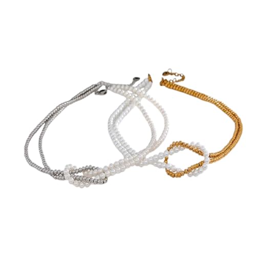 Neue 2026 Imitation Perlen Edelstahl Perlen handgefertigtes Kettenknoten Hals Halskette wasserdichte Modeschmuck für Frauen Dekoration Luxus mit Ihrem Accessoires Trendy Bestes Geschenk von LCHJX