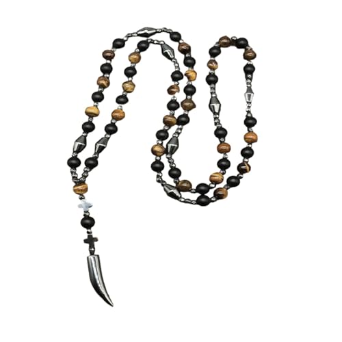 Neues 2025 Rock Crystal Catholic Christian Rosenkranz Halskette weibliche männliche Tiger Augenkreuz Anhänger Meditation Mara Schmuck mit für Sie Modeaccessoires kreatives Geschenk von LCHJX