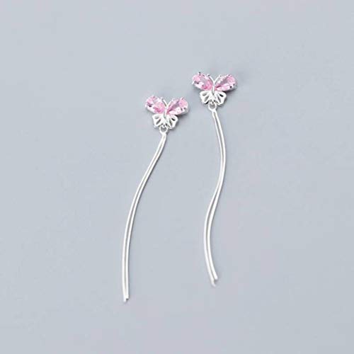 Ohrringe für Frauen, S925 Ohrringe weibliche koreanische Persönlichkeit süßer Diamant -Schmetterling langer Quasten Ohrringespink Diamant von LCHJX